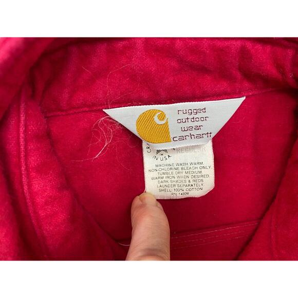 VINTAGE Carhartt Mens Medium Double Pocket Chamois Flannel Button Shirt USA 90s - Picture 9 of 12